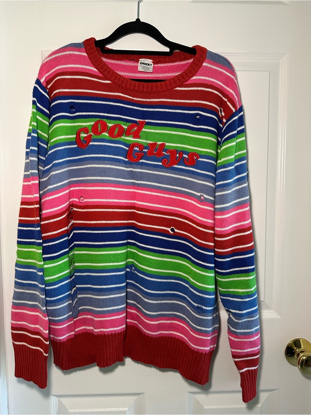 Good Guys Chucky Multicolor Stripe Crewneck Sweater